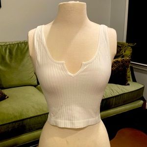 White Crop top with front cut out